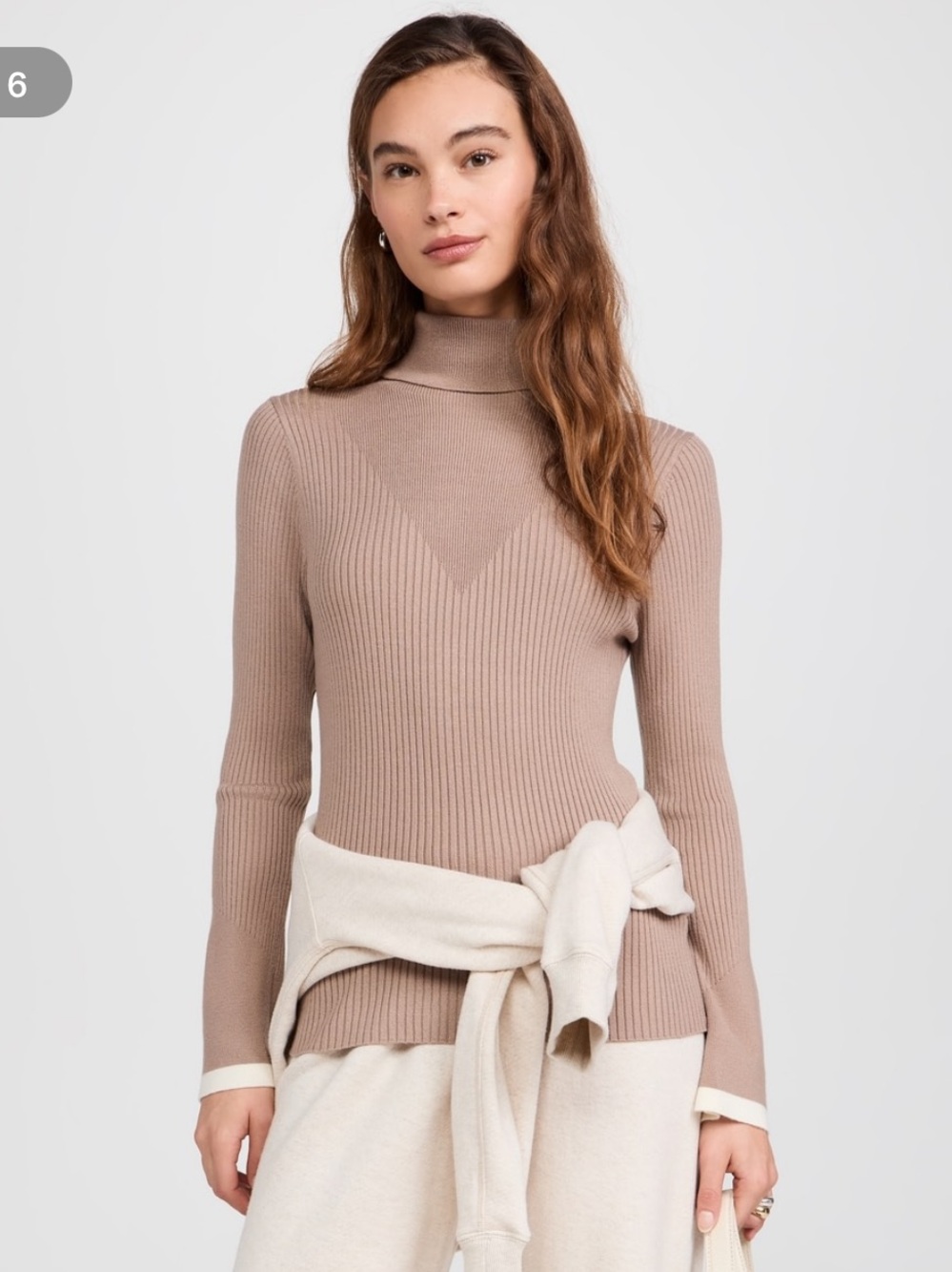 Varley Ravena Ribbed Knit turtleneck top Sweater Large $128